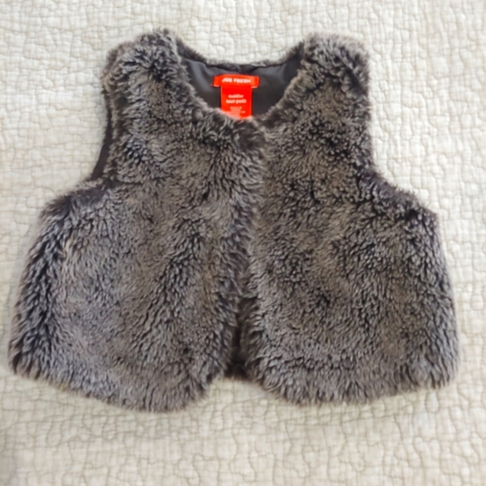 Joe Fresh Faux Fur Vest, Size 4, Brown